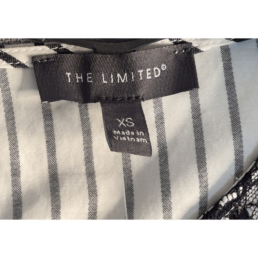 The Limited Y2K Long Sleeve XS Striped Career Top NEW $79 Lace Black White - Picture 6 of 7